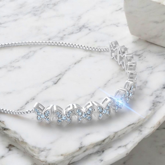 Haus of Brilliance Butterfly Design Fine Silver‑Plated Genuine Crystal Bracelet - Picture 3 of 6